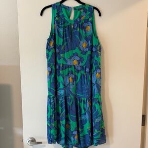 Tommy Hilfiger Green and Blue Floral Midi Dress